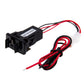 Black dual-port USB car charger adapter with red/black wires and white connector