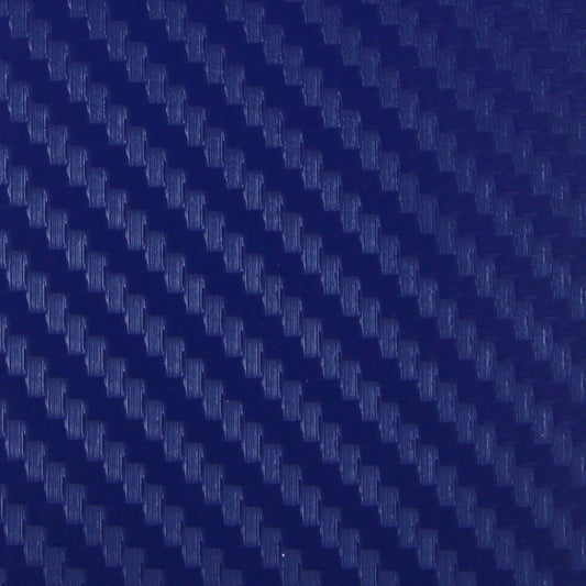 Close-up of dark blue carbon fiber style 3D woven PVC sticker texture