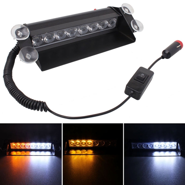 Black LED strobe dash emergency warning light bar with suction mounts and toggle switch