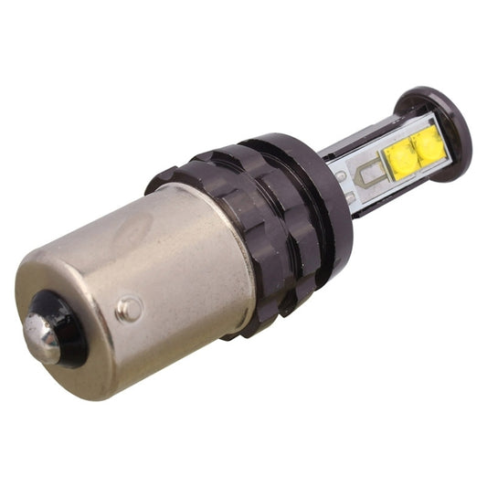 LED brake light bulb with metal housing and two yellow LED chips
