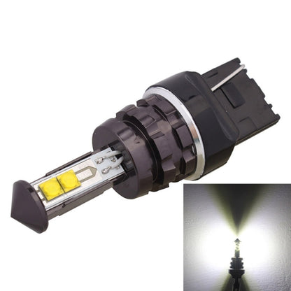 Black 7440 LED bulb with dual yellow COB chips and metal base, white light