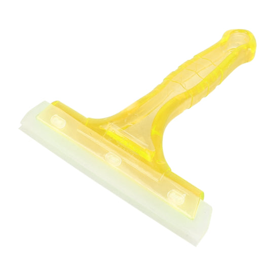 Yellow plastic car window glass wiper squeegee with nonslip handle