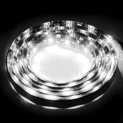 60-LED flexible strip light glowing white, coiled ring