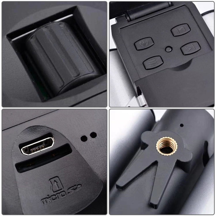 Close-up of ports, buttons, and tripod mount on a binocular digital telescope