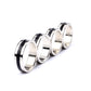 Three stacked 20mm magnetic metal rings with dark accent stripe, open circle