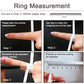 Magnetic ring size measurement guide with paper strip held by fingers