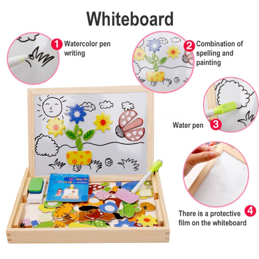 Animal Puzzle Magnetic Double Side Drawing Board, Animal 1