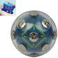 Front view of blue transparent electric shock power ball with metal button caps