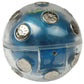 Blue transparent shock power ball with metal button caps and clear side panel