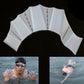 Silicone webbed hand flippers with textured webbing, translucent white, size S