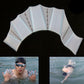 Light blue silicone swim web fin hand flippers, training glove style, size L