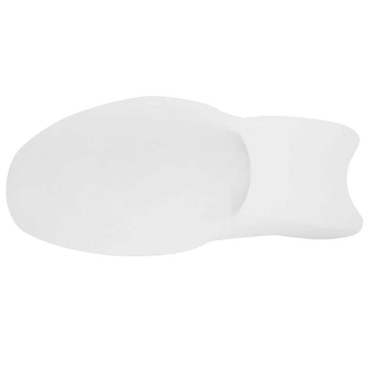 White silicone toe brace insert with curved base and toe opening, close-up