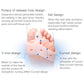 Hallux valgus toe brace design diagram with curved shape and release holes