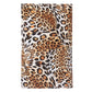 Leopard-pattern foldable cosmetic brush case pouch, front view