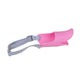 Pink duck-mouth silicone pet muzzle with gray adjustable strap