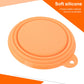 Orange collapsible silicone pet feeder bowl with side handle, open top