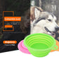 Green collapsible silicone pet bowl with side handle for dog feeding