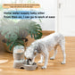 Automatic pet water dispenser with clear bottle, beige base, and drinking bowl