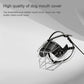 Wire cage dog muzzle with black leather mouth cover and adjustable neck strap