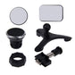 Rotatable universal phone holder set with black mount parts and multiple adapters