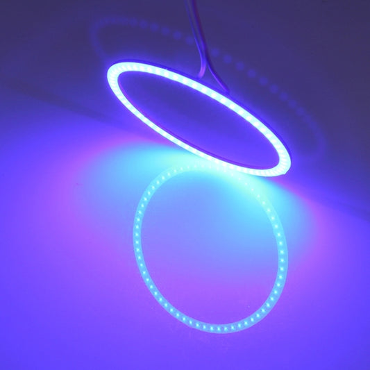 80mm COB LED angel eye rings, blue and light-blue illuminated, flexible circular strips