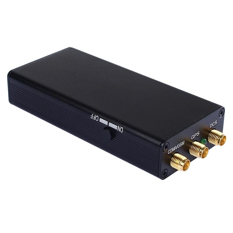 Dark signal jammer antenna box with three RF connectors and ON/OFF switch knob.