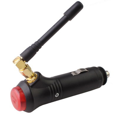 Portable car GPS signal jammer, black body with gold plug and red end cap