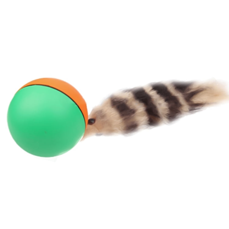 Green motorized chaser ball end with orange shell and faux fur tail