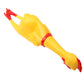 Yellow plush squeeze chicken toy with red feet and red comb, 40 cm
