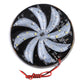 Round 40-LED windmill light, silver LED fan blades on black base, red wires