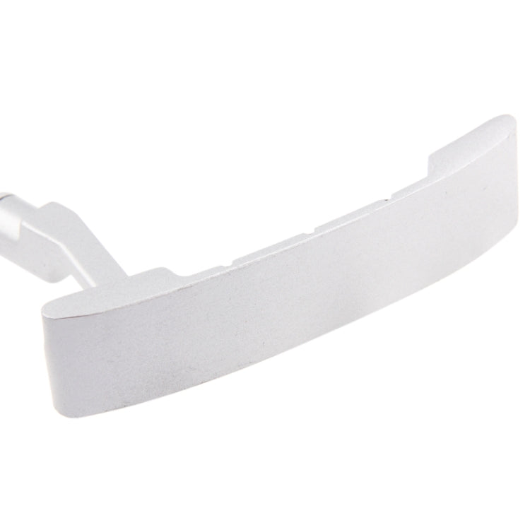 White putter head with extended toe and thick back