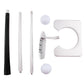 Indoor golf putter kit components: two shafts, putter head, and two golf balls