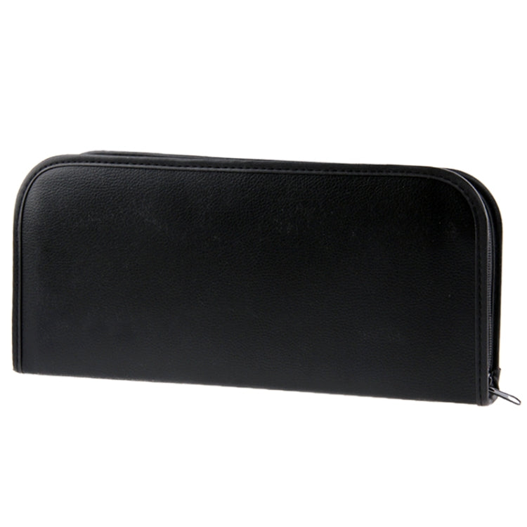 Black zippered carrying case for an indoor golf putter kit