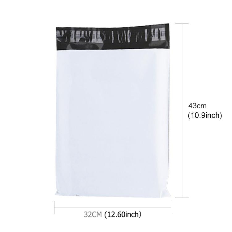 White padded shipping bag with black top edge, 32 x 43 cm size shown