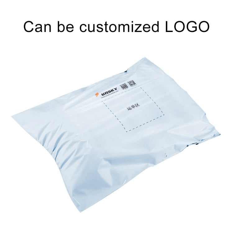 Light blue padded shipping bag with logo area on the front panel