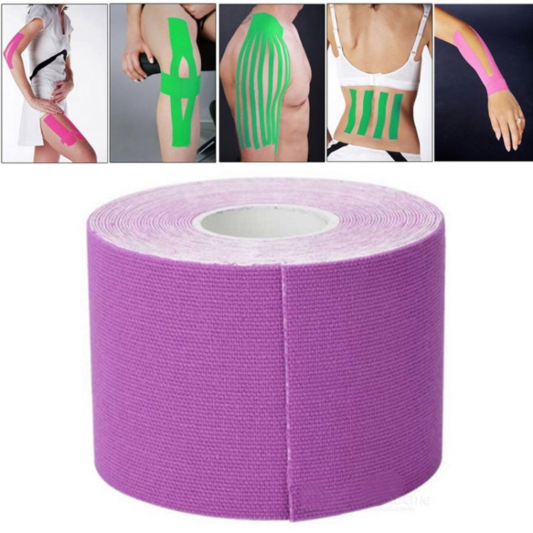 Purple waterproof sports muscle support tape roll, wide 5 cm, therapeutic kinesiology tape