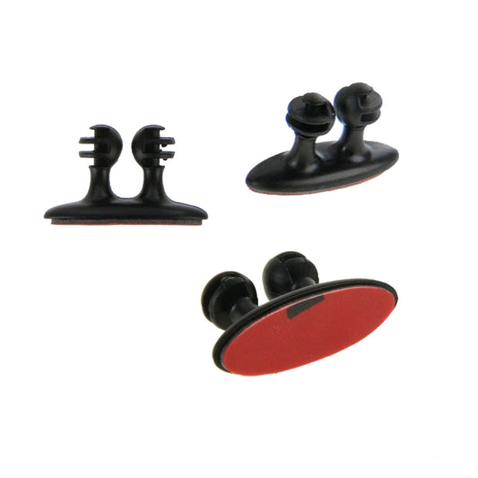 Black car cable bundle clips set, twin-prong design with two clips shown
