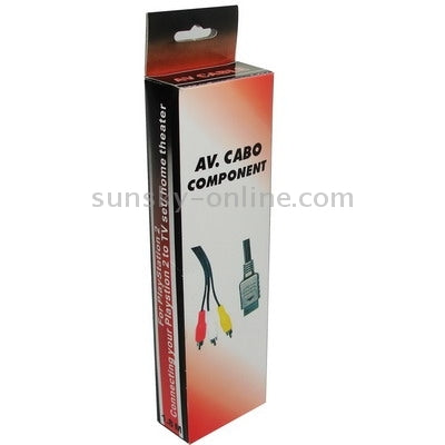 AV cable component retail box packaging with connector diagram and colored tips
