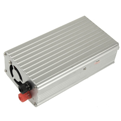 Car power inverter, silver housing with DC input connector and red terminal cover