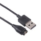 Close-up charging cable end: USB-A connector to 4-pin watch plug, black