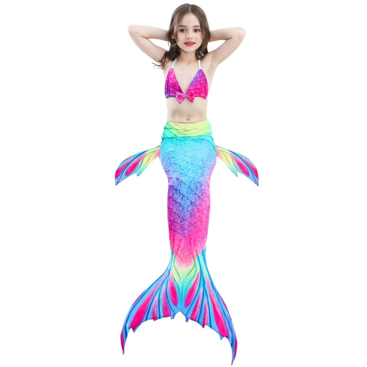 Girls mermaid tail swimsuit set with pink bikini top and turquoise-to-magenta tail