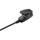 Black charging dock cradle with clip and connector, cable attached