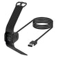 Black smart watch charger cable with clip-style magnetic dock and coiled cable