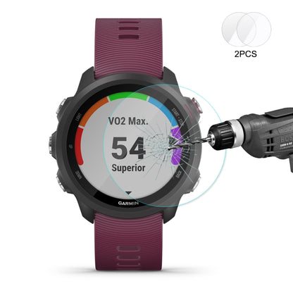 Curved tempered glass screen protector for maroon Garmin watch, 2-pack