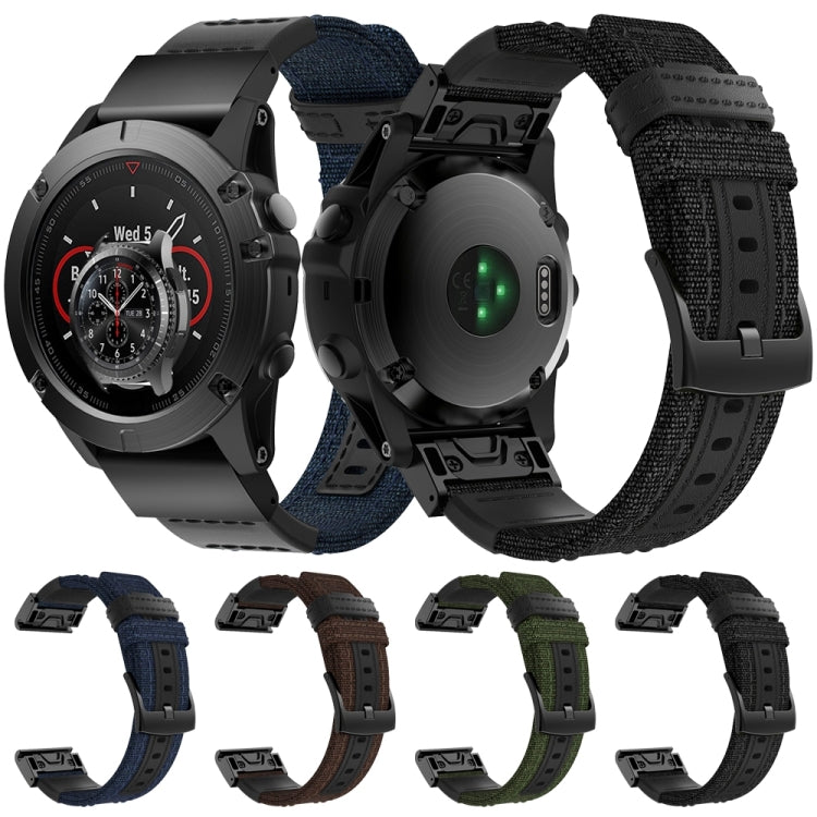 Canvas watch band color set: blue, brown, green, and black straps with buckles
