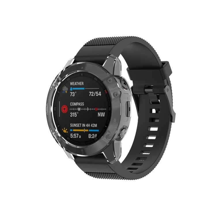 TPU watch case for Garmin Fenix 6S with transparent cover and black strap