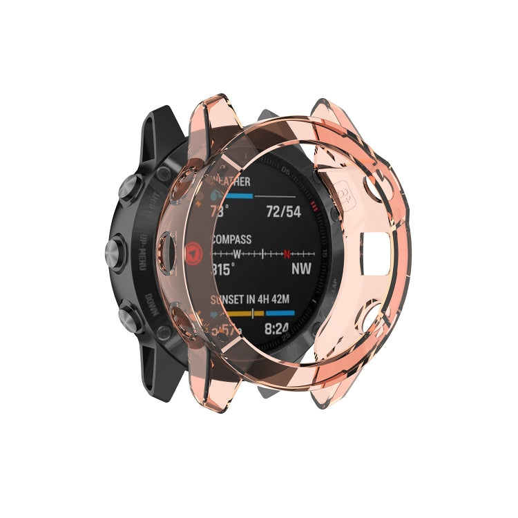 TPU watch case for Garmin Fenix 6S with rose-gold translucent bezel cover