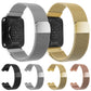 Multiple milanese stainless steel smartwatch bands shown together in assorted colors