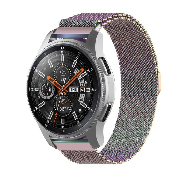 46mm smartwatch with colorful gradient Milanese mesh stainless strap, black dial