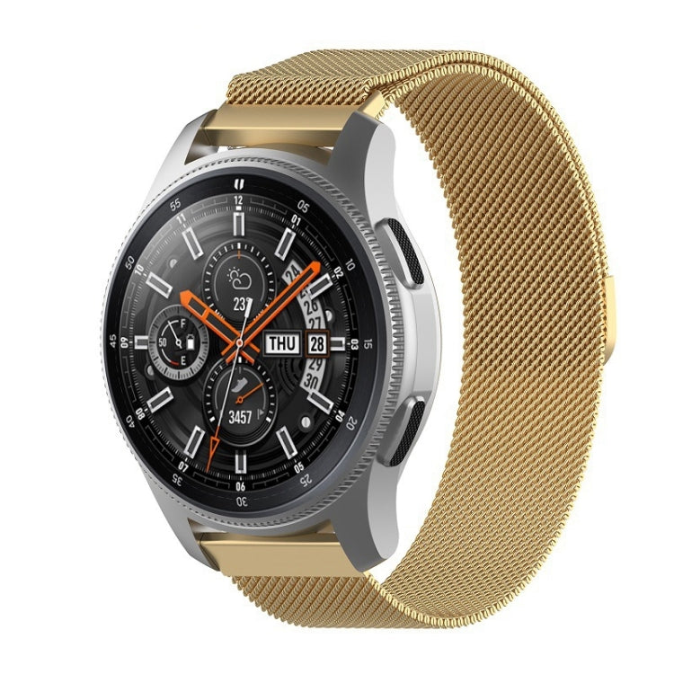 46mm smartwatch with gold Milanese mesh stainless strap, black dial